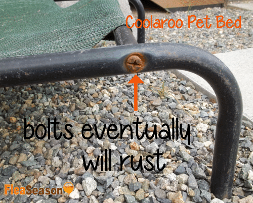 Rusted bolts on Coolaroo elevated pet bed.